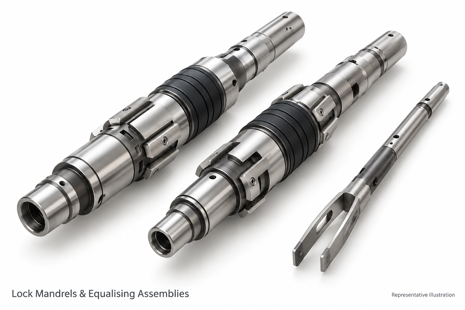 Representative lock mandrels and equalising assemblies